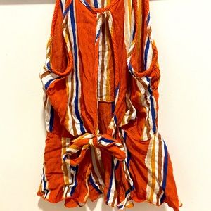 Size XS Forever 21 wrap tie in front top, orange and multi color